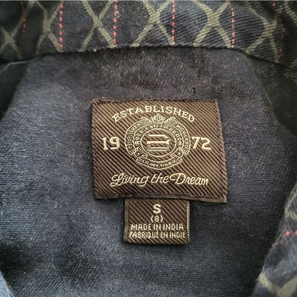 Living the Dream boys navy/grey long-sleeved button-down collard shirt - Picture 4 of 7